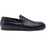 Blåa Loafers från Dolce & Gabbana i storlek 40 med Slip-on med rundad tå i Krokodilläder för Herrar 