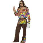 Flerfärgade Hippie maskeradkläder från Smiffys i Storlek XL i Polyester för Damer 
