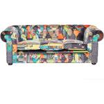Soffa 3-sits patchwork gul CHESTERFIELD