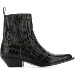 Svarta Ankle-boots med Klackhöjd 3cm till 5cm i Läder för Damer 