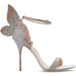 Beige Sandaletter med glitter med Mandelformad tå med Klackhöjd över 9cm i Satin för Damer 