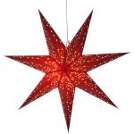 Röda Julstjärnor hängande från Star Trading E14 i Papper 