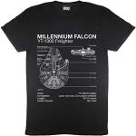 Svarta Star Wars Millennium Falcon T-shirts med tryck i Storlek S för Herrar 