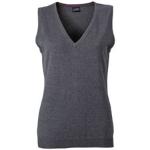 Antracit-grå V-ringade tröjor för Damer 