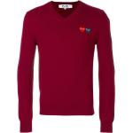 Röda Långärmade Stickade tröjor från Comme des Garçons PLAY med V-ringning i Ull för Herrar 