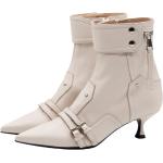 Beige Ankle-boots från STRATEGIA med spetsig tå med Klackhöjd 3cm till 5cm i Läder för Damer 