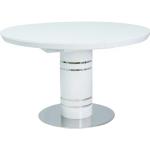 Vita Matbord i glas från Skånska Möbelhuset förlängningsbara i Rostfritt Stål 