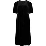 Knälånga Svarta Sammetsklänningar med puffärm i Storlek 3 XL i Sammet för Damer 