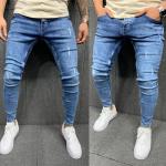 Blåa Slitna jeans i Storlek 3 XL i Bomullsblandning för Herrar 