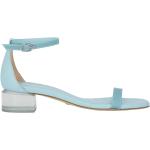 Ljusblåa Sandaletter med Klackhöjd 3cm till 5cm i Läder för Damer 