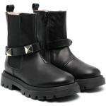 Svarta Ankle-boots med nitar från Florens på rea i storlek 20 med Blockklack med rundad tå i Kalvskinn 