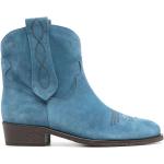 Blåa Cowboy-boots från VIA ROMA i storlek 36 med Blockklack med Slip-on i Mocka för Damer 