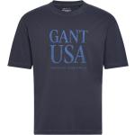 Marinblåa Kortärmade Kortärmade T-shirts från Gant Sunfaded i Storlek S 