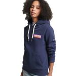Blåa Långärmade Tränings hoodies med fransar från Superdry Vintage på rea i Storlek L i Spets för Damer 