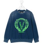 Blåa Långärmade Huvtröjor från Versace i 8 i Jerseytyg 