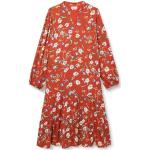 Blommiga Roströda Blommiga klänningar i Storlek XL med V-ringning för Damer 