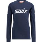 Formella Mörkblåa Långärmade Träningströjor från Swix Classic på rea med Rund ringning i Syntet 