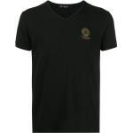 Svarta Kortärmade Kortärmade T-shirts från Versace Medusa med V-ringning för Herrar 