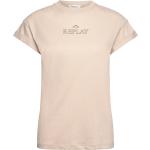 Beige Kortärmade Kortärmade T-shirts från Replay i Storlek XS 