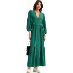 Hållbara Maxilånga Gröna V-ringade klänningar med puffärm från Desigual i Storlek M med V-ringning för Damer 