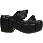 Veganska Svarta Slip in-sandaler på rea med rundad tå med Klackhöjd över 9cm i Läder för Damer 