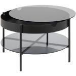 Svarta Glassoffbord från Skånska Möbelhuset med förvaring med diameter 75cm i Glas 