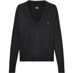 Svarta Stickade tröjor från Tommy Hilfiger Essentials i Storlek XS med V-ringning 