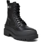 Svarta Ankle-boots från Tommy Hilfiger i storlek 37 med Snörning i Läder 