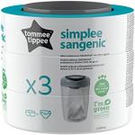 Tommee Tippee Påfyllningskassetter för Simplee Sangenic blöjbortfallssystem med hållbart baserad antibakteriell grön film, förpackning med 3