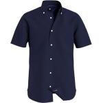 Mörkblåa Kortärmade Linneskjortor från Tommy Hilfiger i Storlek M med Button down 