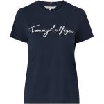Blåa T-shirts med tryck från Tommy Hilfiger Signature i Storlek XS med Rund ringning i Bomull för Damer 