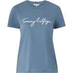 Blåa T-shirts med tryck från Tommy Hilfiger Signature i Storlek S med Rund ringning i Bomull för Damer 