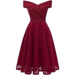 Vinröda V-ringade klänningar i Storlek L med V-ringning i Spets för Damer 