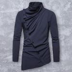 Casual Svarta Casual skjortor Asymmetriska i Storlek XL för Herrar 