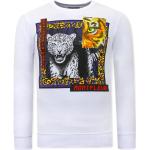 Vita Långärmade Skräddarsydda skjortor på rea med Tigrar i Storlek XL i Bomull för Damer 