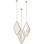 Umbra Dima speglar, Trio av dekorativa diamantformade speglar för vägg – lägenhetsdekor/väggkonst, koppar, set med 3,29 x 18 x 1,5 cm