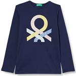 Ekologiska Mörkblåa T-shirts med tryck för barn med glitter från United Colors of Benetton Colors i Storlek 170 i Jerseytyg 