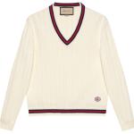 Vita Långärmade Stickade tröjor från Gucci i Storlek M med V-ringning för Herrar 