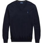 Hållbara Blåa Långärmade V-ringade tröjor med broderi från Ralph Lauren Lauren med V-ringning i Bomull för Herrar 