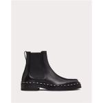 Svarta Chelsea-boots med nitar från Valentino Garavani Rockstud på rea med Fyrkantig tå i Läder för Herrar 