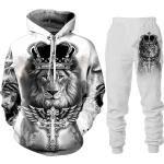 Vår Höst 3D Lejonkungen Tryckt Långärmad Herrkläder Kostym Herr Luvtröjor Byxor 2-delat Set Casual Sweatshirt Träningsoverall