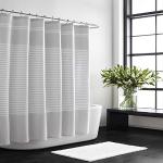 Vera Wang - USHS6A1100403 | Stripe Collection | 100 % bomull lätt hållbart duschdraperi, enkel och elegant stil för badrumsinredning, 178 cm x 183 cm, Seersucker