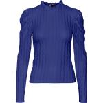 Blåa Långärmade Långärmade blusar från Vero Moda i Storlek XL med Hög ringning i Spets för Damer 