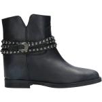 Svarta Ankle-boots med nitar i storlek 15 med rundad tå i Läder för Damer 