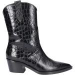 Svarta Ankle-boots från VIA ROMA i storlek 15 med Blockklack med spetsig tå i Läder för Damer 