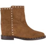 Bruna Ankle-boots med nitar i storlek 15 med Klackhöjd 5cm till 7cm i Mjukt läder för Damer 