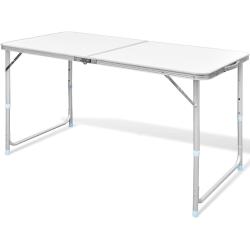 vidaXL Campingbord med höj- och sänkbar aluminium (hopfällbar) 120 x 60 cm