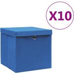 vidaXL Förvaringslådor med lock 10 st 28x28x28 cm blå