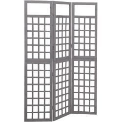 vidaXL Rumsavdelare/Spaljé 3 paneler massiv gran grå 121x180 cm