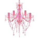 vidaXL Takkrona med kristaller 5 glödlampor rosa